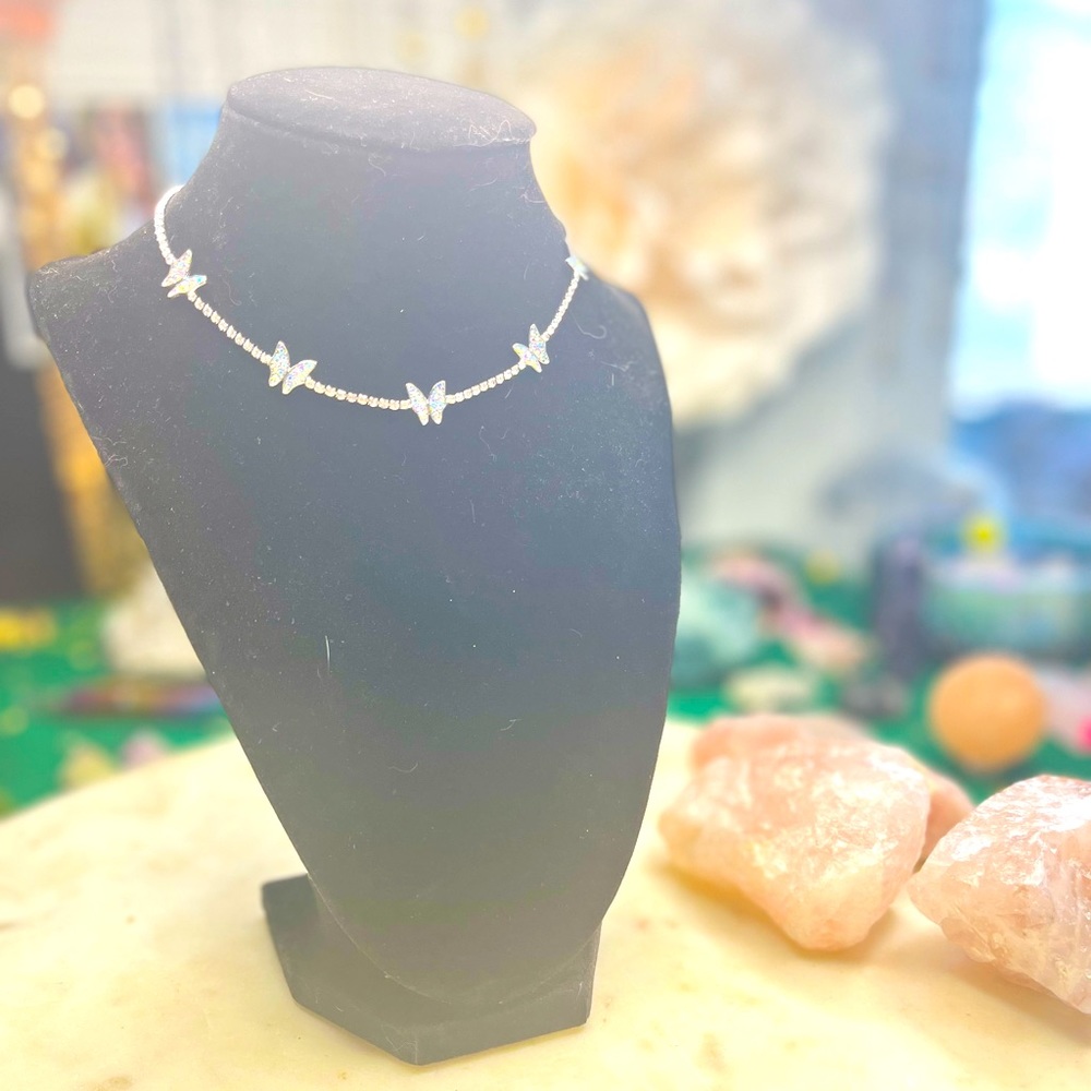 Rhinestone Butterfly Choker